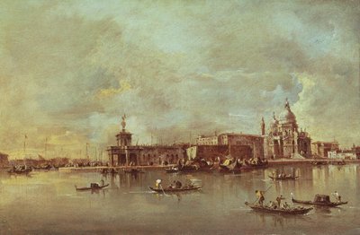 ヴェネツィアの大運河の河口から見たサンタマリアデッラサルーテ 作： Francesco Guardi